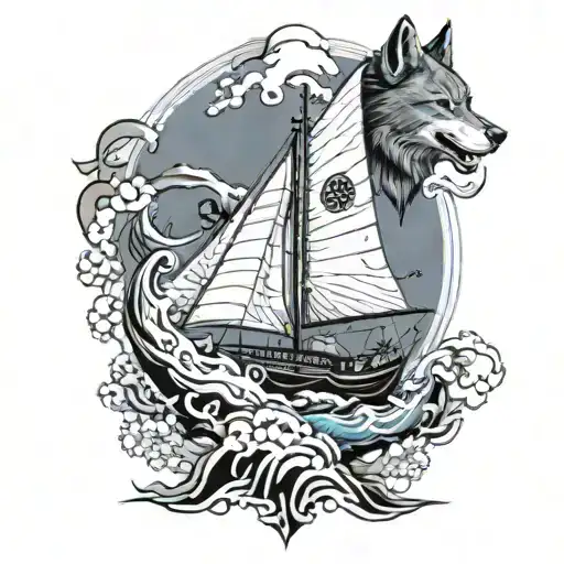 Sail Boat With Wolf Figurehead