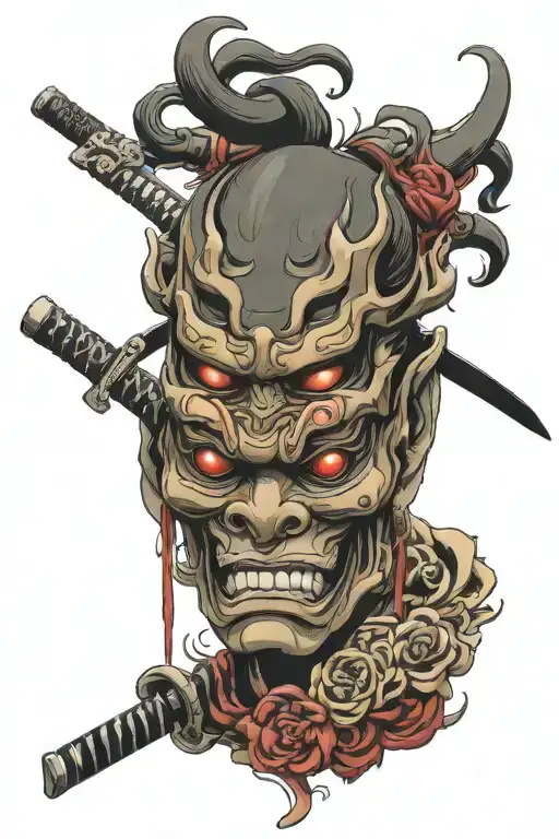 Shrine And Oni Mask Katana