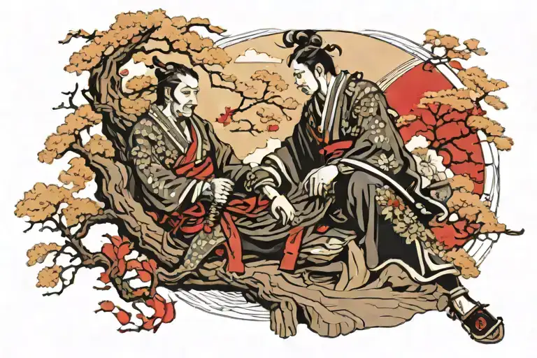 Japanese Samurai Under A Tree Made