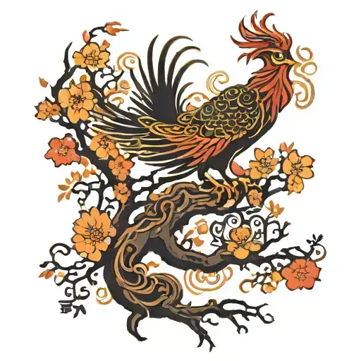 Phoenix Bird Inside A Tree Of Life