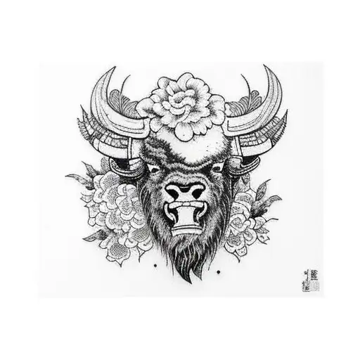 Bison Head Floral