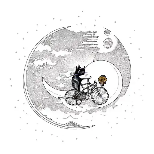 Cat Bicycle Moon