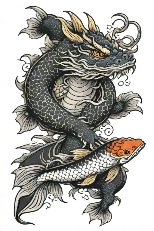 Koi Fish Dragon Buddha Spaceman