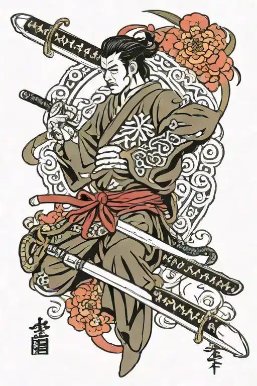 Bushido Text With Samurai Sword Piercing