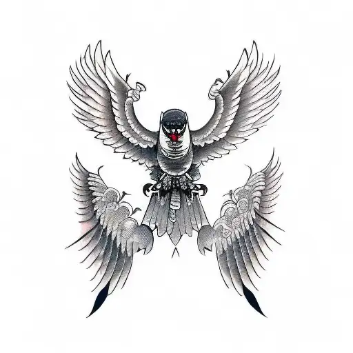 Top View Of A Flying Hawk With Blade Wings