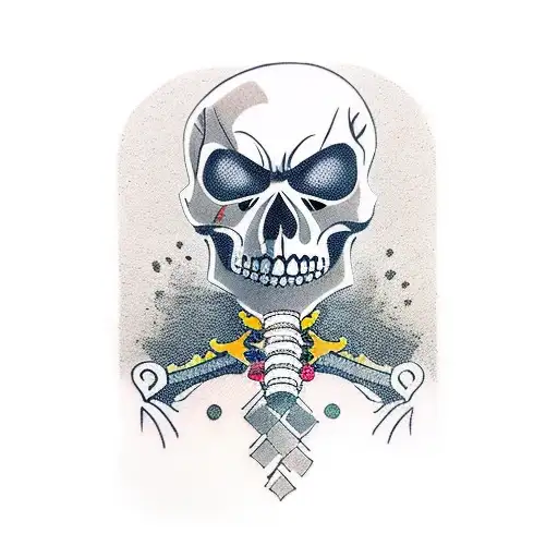 Samurai Skeleton Who Smoke A Cigaret