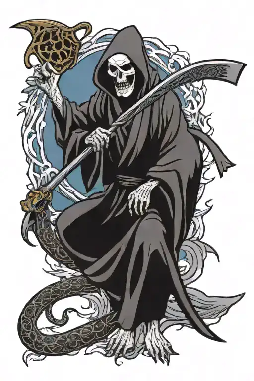 Grim Reaper Holding A Scythe