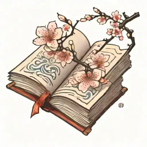 Open Book With Cherry Blossom Coming Out