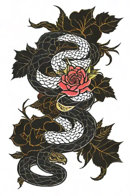 Snake And Flowers Roses With Thorns