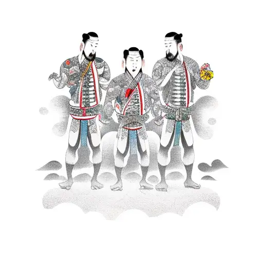 Dad With Two Sons Walking