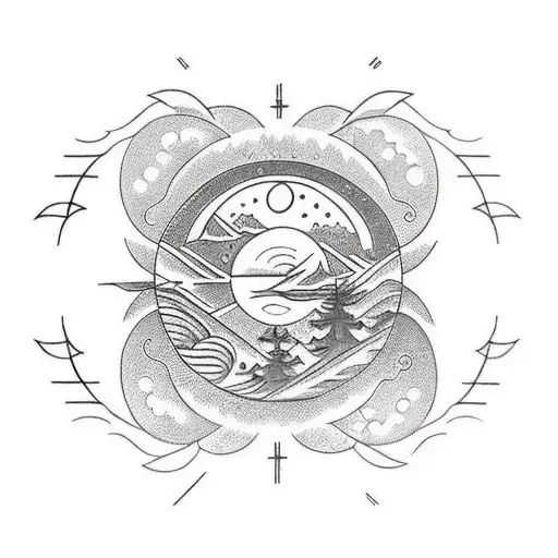 Deer With Sun And Moon