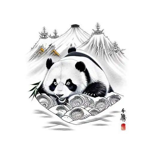 A Panda In A Snowmountain