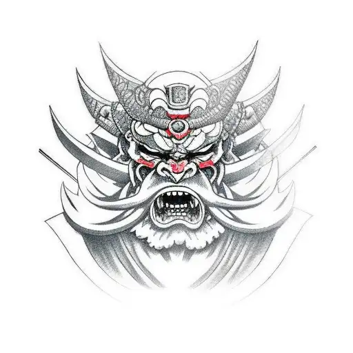 Oni Mask With Katana Through Its Head