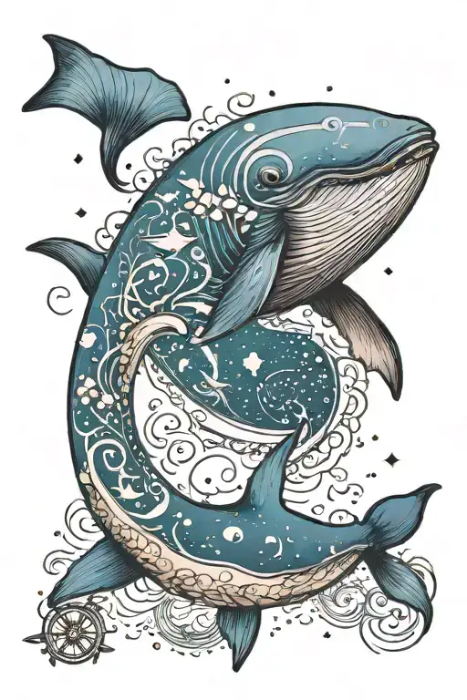 Whale And Universe With Compass