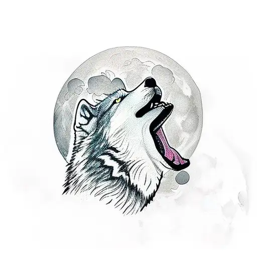 Wolf Howling At The Moon Covered From A Cloud