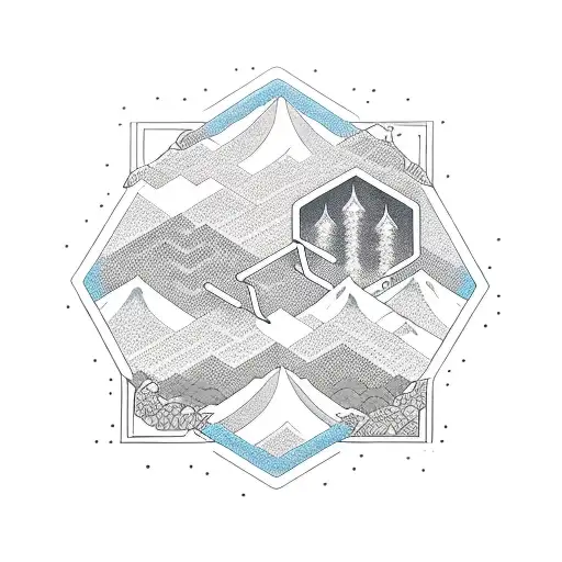 Hexagon With Mountain And Beach