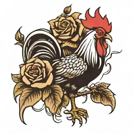 Rooster Holding A Rose