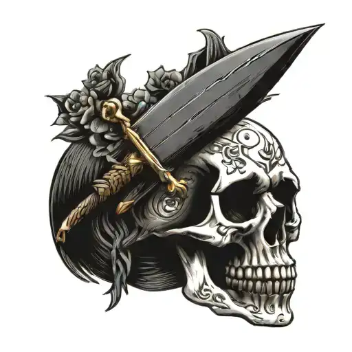 Skull With Dagger Through It