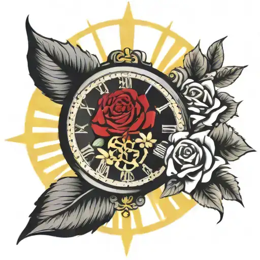 Clock With Roses And A Ray Of Sunshine