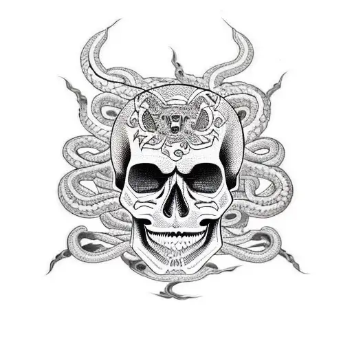 Skull With Snakes