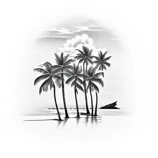 Palm Tree Beach Scene Back Of Leg