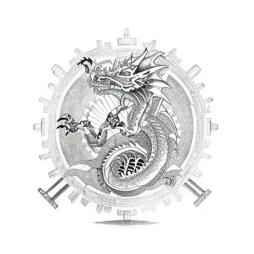 A Dragon Wearing A Helmet Made Of Mechanical Gears