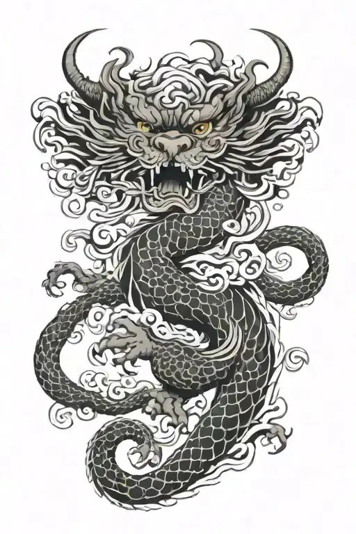 Chinese Dragon Tattoo Featuring Tiger And Eagle