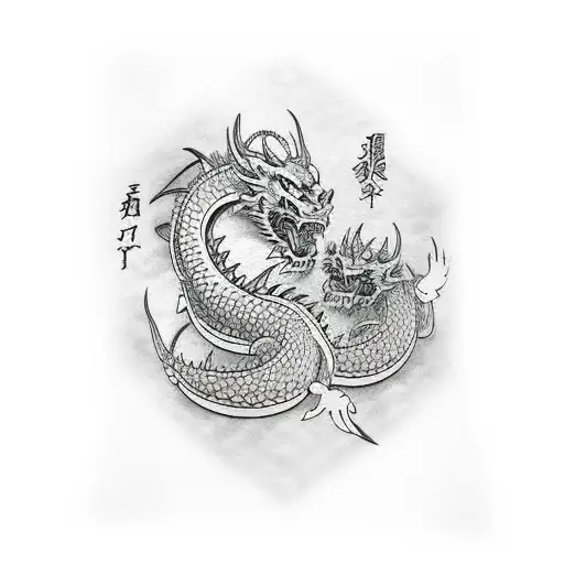 Oni And Dragon And Woman Into An Arm Sleeve