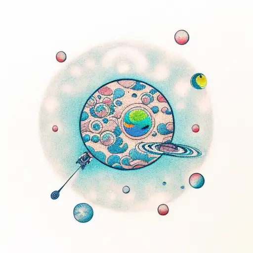 Astronaut Blowing Soap Bubbles That Turn Out As Planets