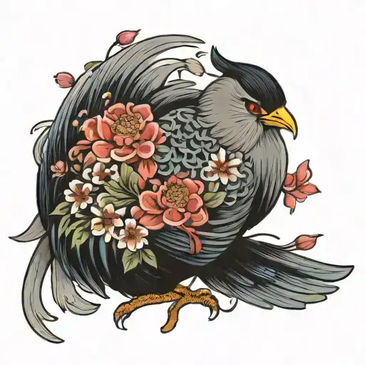 Large Haron Bird With Flower Petals