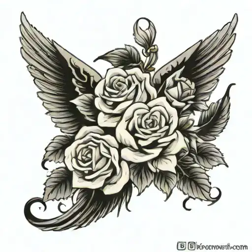 Angle Wing With Roses