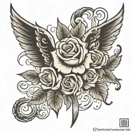 Angle Wing With Roses