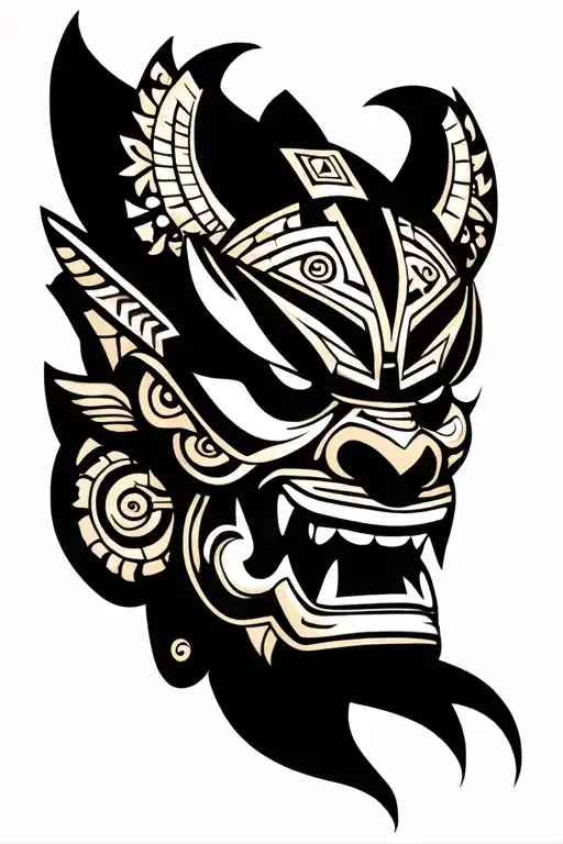 Oni Masks And Aztec Calender