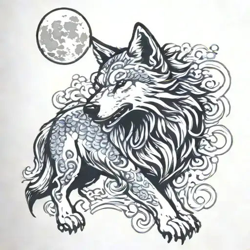 Ice Wolf Howling At The Moon