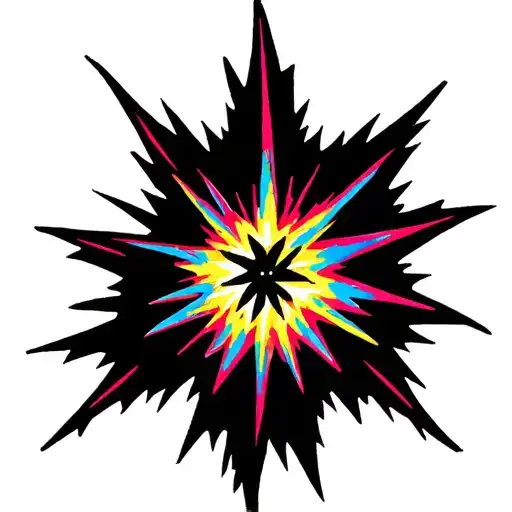 A Ring Finger Tattoo Exploding Star With Bright Colors For A Man