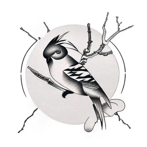 Tropical Bird Sitting On Branch