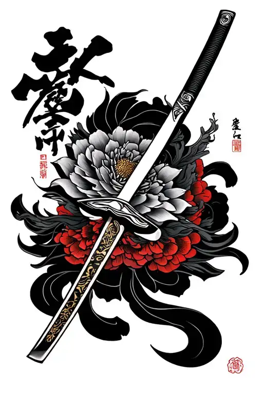 Dont Stop In Japanese Down The Blade Of A Katana Sword