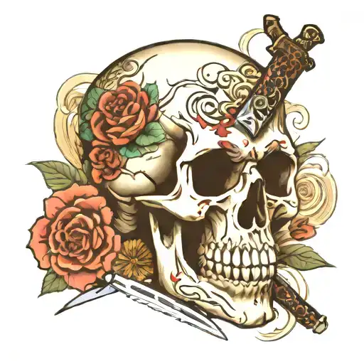 Skull With Knife