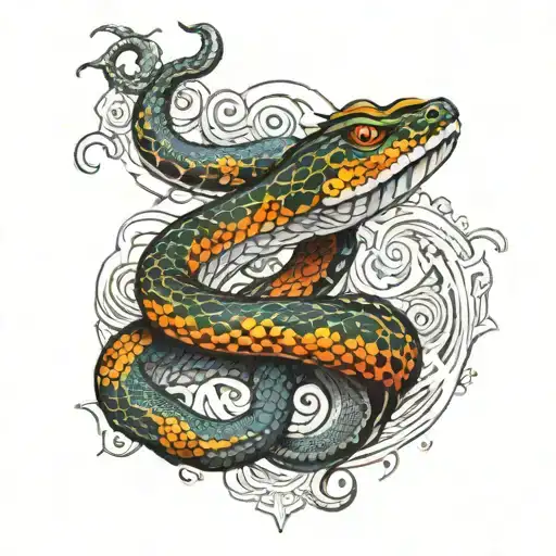 Snake With Backbone And Chakras