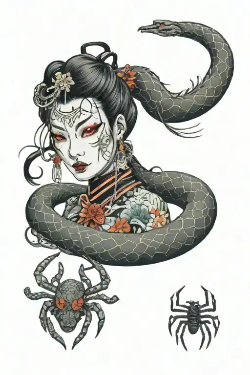 Snake Woman And Spider Woman Face