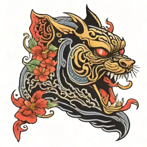 Create A Tattoo Of A Mysterious Masked Animal Inspired By Japanese Folklore