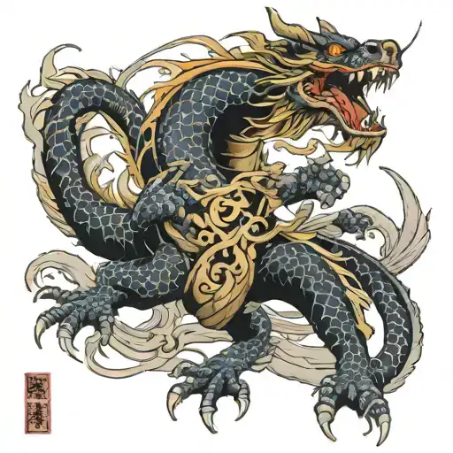 Warrior Fighting Dragon