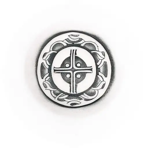 Enso Circle With St Brigid Cross In The Center