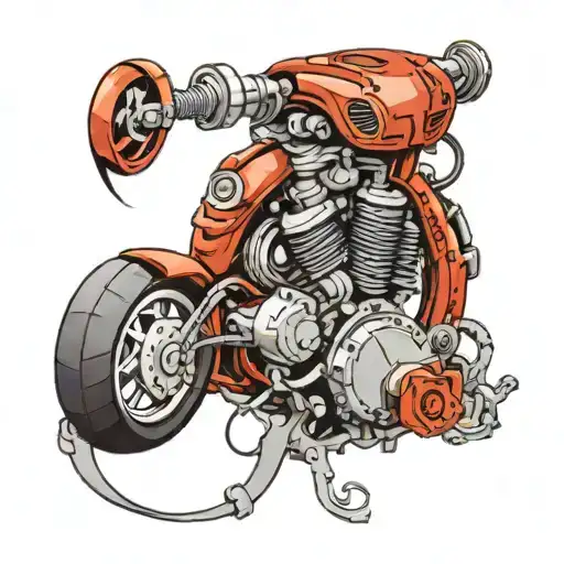 A Detailed Motorbike Engine Intertwined With Lisa's Name In A Decorative Script Font