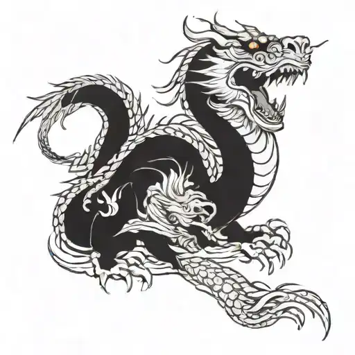 1 Chinese Dragon With 3 Small Rat Riding It And A Rabbit