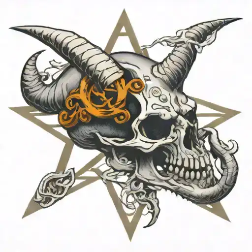 Capricorn Skull Inside Of Pentagram