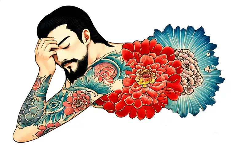 Japan Tattoo Of Loneliness On Male Chest