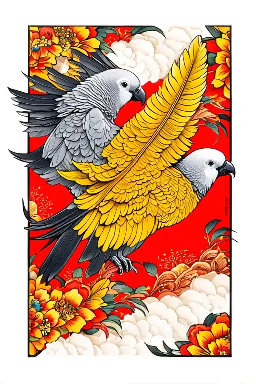 African Gray Feathers Falling