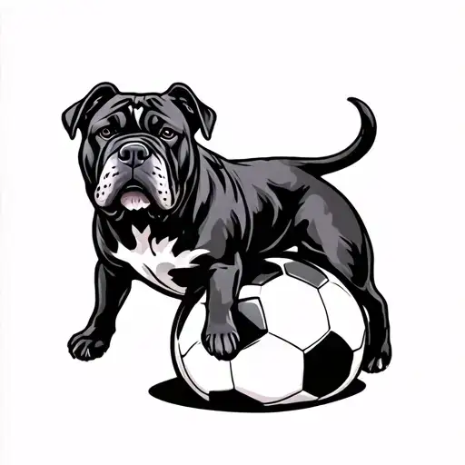 Cane Corso Fulvo Zampa On A Soccer Ball