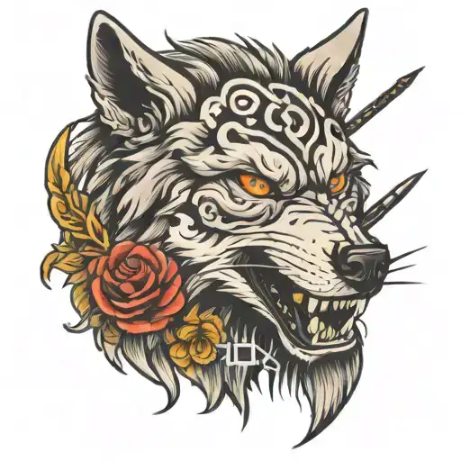 Wolf Head With Weapon